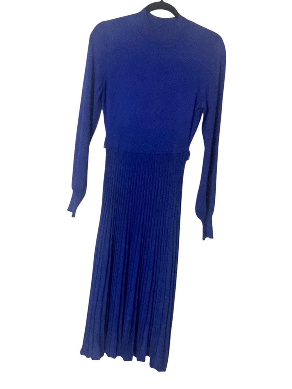 NWT-Nina Leonard Long Sleeve Pleated Midi Dress - Blue size medium - Picture 4 of 8